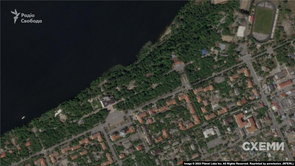Новая Каховка Херсонская область, Украина. Спутниковый снимок Planet Labs до подрыва Каховской ГЭС, 4 июня 2023 года  